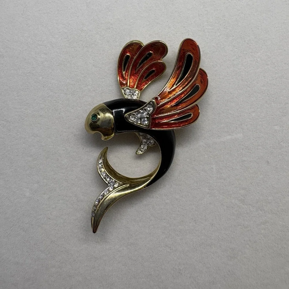 Vtg Fish Rhinestone‎ Koi Brooch Pin